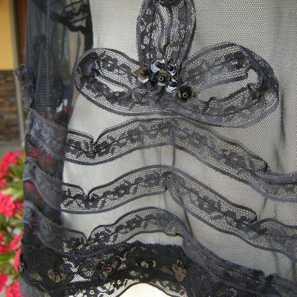 Upcycled One Of A Kind Black Sheer Sexy Top - MEDIUM - Picture 6 of 7